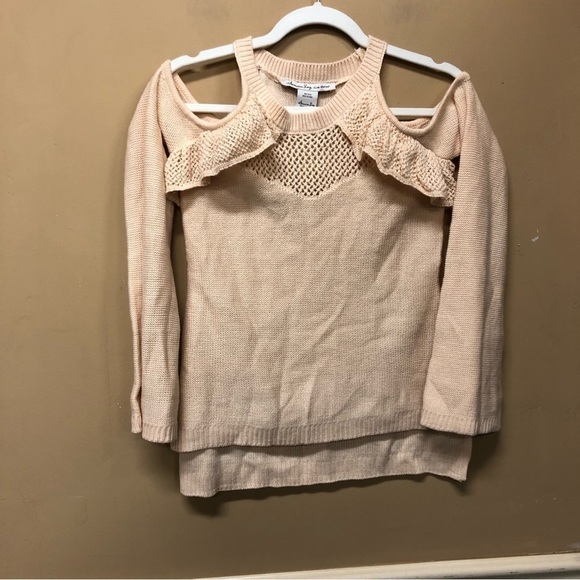 American Rag Cold Shoulder Ruffle Front Knit Sweater Bell Sleeve Size XXS NWT - Picture 1 of 6